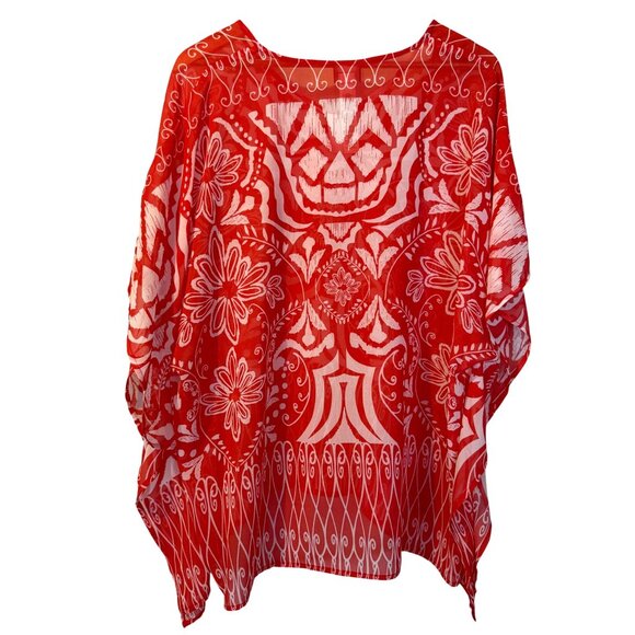 Chico's Red and White Patterned Tunic - Picture 2 of 5